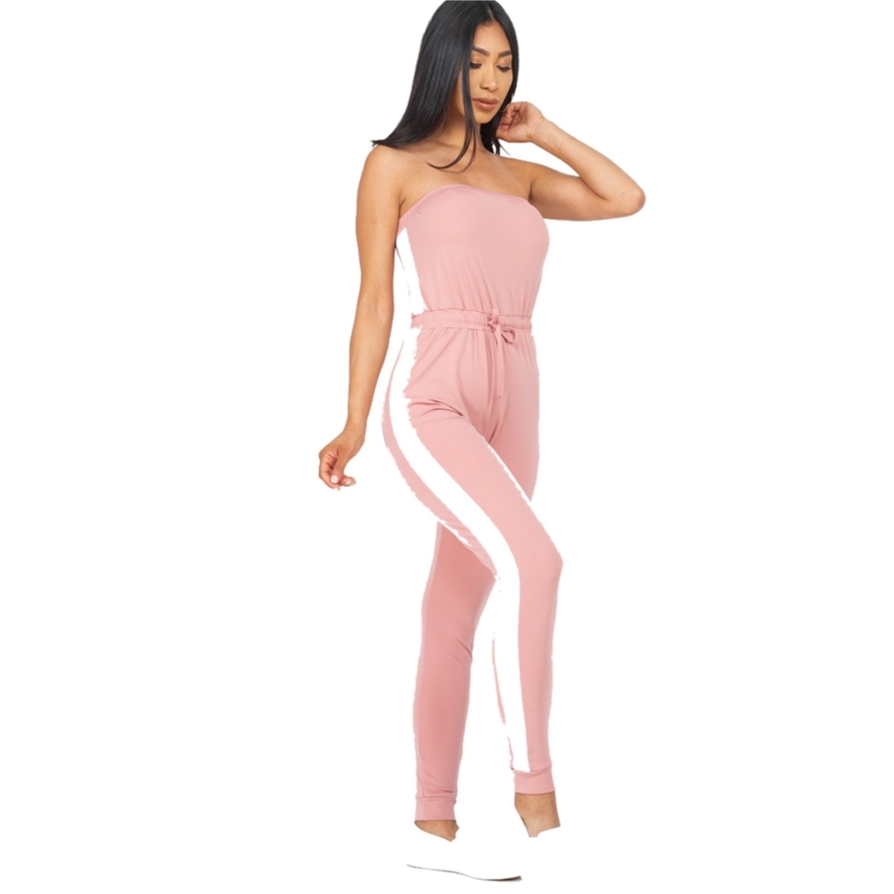 Tube Top Line Trim Jump Suit